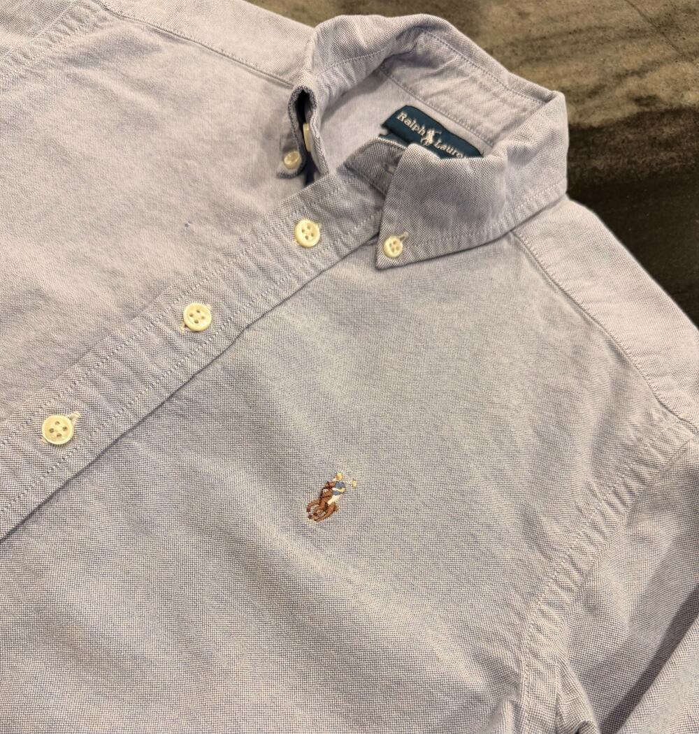 Polo Ralph Lauren Boys Oxford Shirt 8 Blue Multi Pony Button Down Long Sleeve